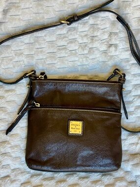 Dooney and Burke brown pebbled Crossbody with gold hardware adjustable strap